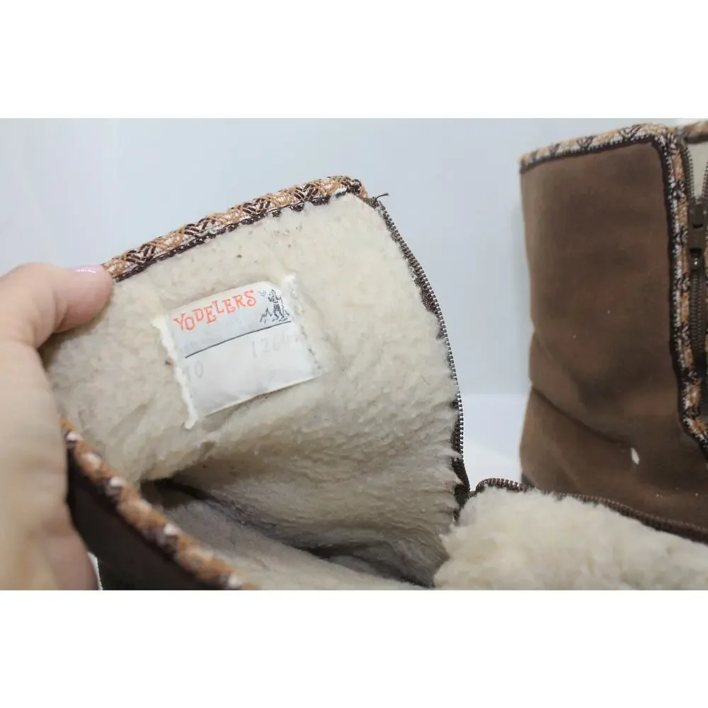 Yodelers Vintage 1970's Faux Fur Lined Suede Apres Ski Boots sz 10